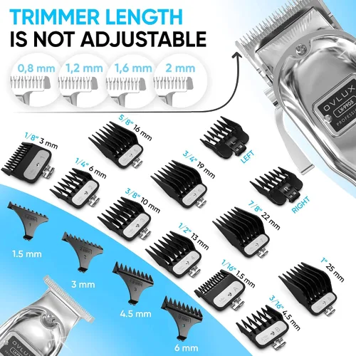 Miniatura 2 de OVLUX Cortadora de pelo profesional inalámbrica para hombres, recortadora de barba recargable de metal, recortadora de barbero, regalo ideal