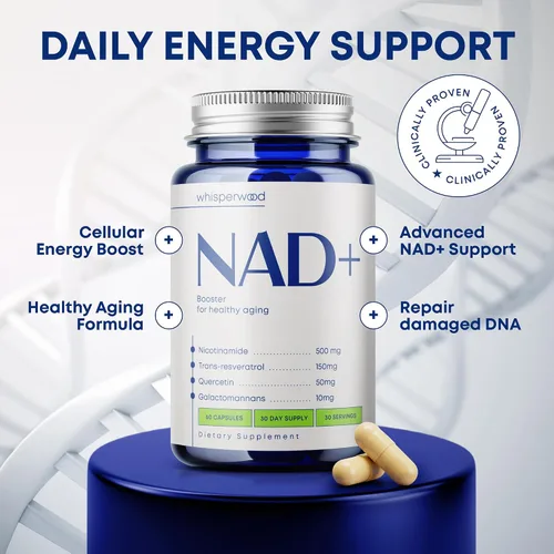 Miniatura 2 de Suplemento NAD+ con ribósido de nicotinamida, resveratrol trans y quercetina - Complejo NAD Plus para apoyo energético, cerebro y mitocondrial