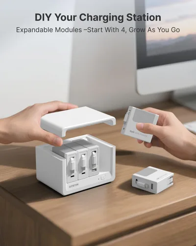 Miniatura 6 de Gitryin 12-in-1 Desktop Charging Station with 3 Retractable Type-C Charger Blocks, 1 Micro and 1 Lightning Charger, 4 USB C Ports, 160W Fast