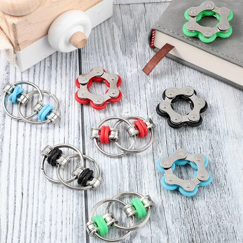 Miniatura 3 de Hicarer El juego de 8 piezas de juguetes para ansiedad incluye 4 cadenas de rodillos flippy y 4 cadenas de bicicleta de seis rodillos, regalos