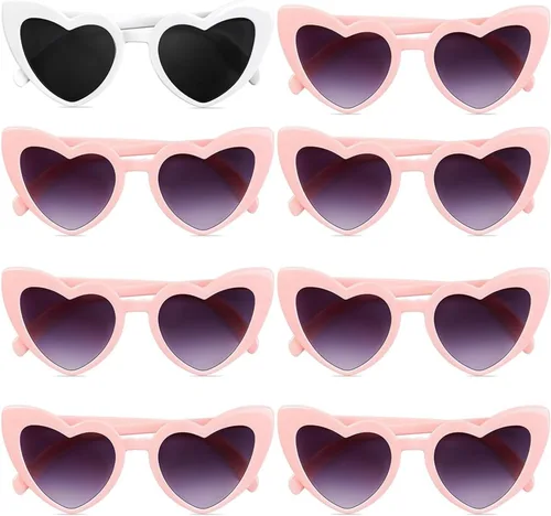 AEAHALY Lentes de sol de corazón rosa blanco y negro para mujer, estilo vintage, con forma de corazón, accesorios de fiesta de boda