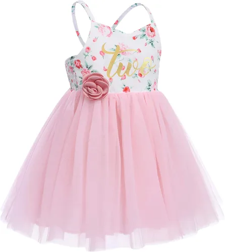 Miniatura 2 de Disfraz de princesa de tul floral para niñas y bebés, con diadema brillante para fiesta de té, para sesión de fotos