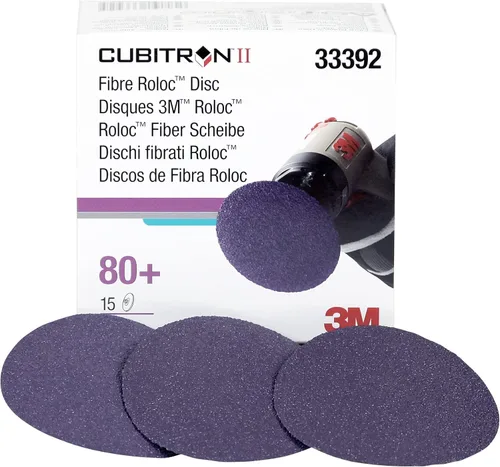 Miniatura 2 de 3M Cubitron II Roloc Disco de fibra, 786C, 33392, 3 pulgadas, grano 80+, paquete de 10, alto rendimiento, corte rápido, larga duración