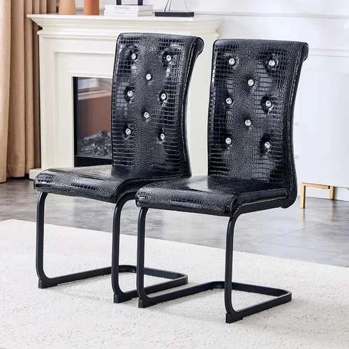Miniatura 20 de gopop Juego de 2 sillas de comedor Juego de sillas de cocina modernas Cojín de piel sintética Patas de metal de alta resistencia Respaldo