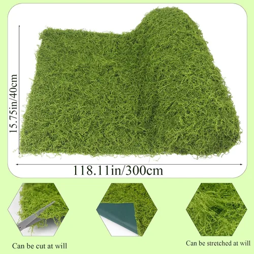 Miniatura 2 de Rollos de Musgo Falso para Manualidades, Camino de Mesa, Centros de Mesa para Fiestas, Decoración 16" x 118" (40 x 300cm) Musgo Artificial para Verde