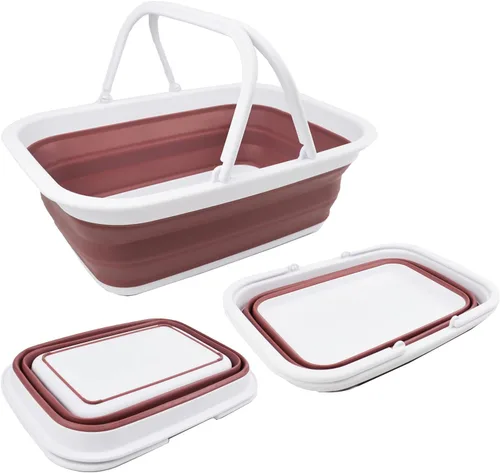 Miniatura 9 de SAMMART Tina plegable con asa de 9.2 litros (2.37 galones) - Cesta de picnic portátil al aire libre - Lavabo plegable para lavar platos, campamento