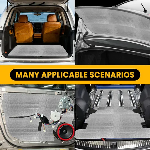 Miniatura 7 de VOISEN Material de Amortiguamiento de Sonido para Autos, 197 mil (5mm) 21 pies cuadrados, Atenuador de Sonido Automotriz con Acabado de Hoja