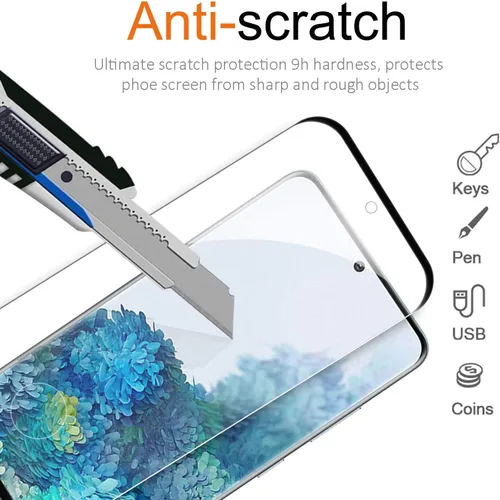 Miniatura 5 de Samsung Galaxy S20 Protector de pantalla de vidrio templado con protector de lente de cámara [cubierta curva 3D] [compatible con huellas dactilares]
