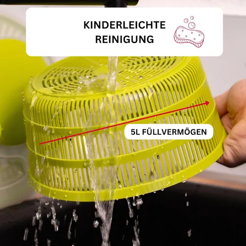 Miniatura 6 de Westmark Germany Centrifugador de ensaladas fácil de usar para secar las verduras y mejorar el sabor de los condimentos, de 10 pulgadas Green/Clear