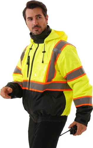 Miniatura 9 de Chaqueta de seguridad DPSAFETY, Parka reflectante de alta visibilidad, Chaqueta bomber de alta visibilidad con bolsillos y cremallera, Oscuro