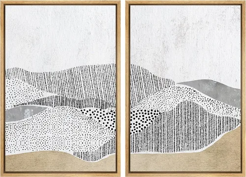 Miniatura 77 de SIGNWIN Lienzo enmarcado para pared, ilustraciones abstractas texturizadas en tonos beige terrosos, arte moderno, decorativo, contemporáneo