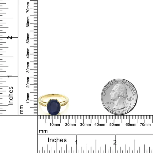 Miniatura 38 de Gem Stone King Anillo de compromiso de oro amarillo de 14 quilates de 2-3 quilates con piedra preciosa ovalada de 0.394 x 0.315 in y diamantes