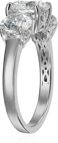 Miniatura 3 de Tienda Collection Platinum-Plated Sterling Silver Round 3-Stone Ring made with Infinite Elements Cubic Zirconia (2 cttw)