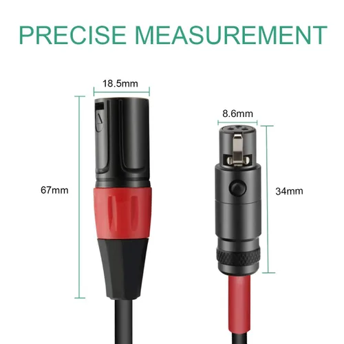 Miniatura 4 de 3 pines Mini XLR hembra (TA3F) a XLR regular macho Pro Cable de micrófono de solapa - 1 pie