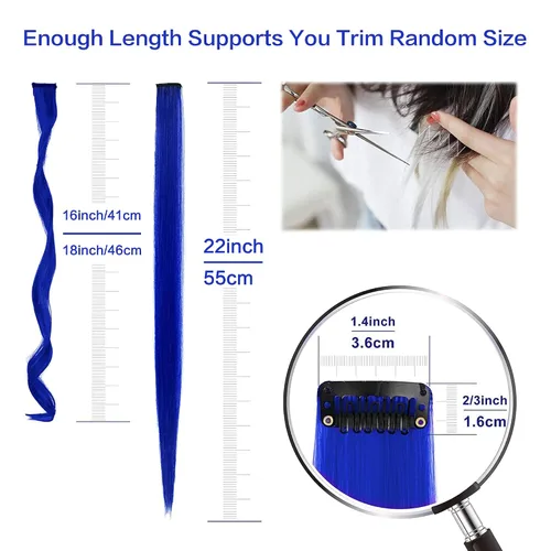 Miniatura 3 de 12 extensiones de cabello rizado de colores con reflejos para fiesta, multicolores ondulados, extensiones de cabello sintético de arco iris