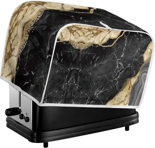 Miniatura 5 de JEOCODY Fundas para horno tostador para cocina, 2 rebanadas retro con estampado de mármol negro, cubierta antipolvo, lavable e impermeable