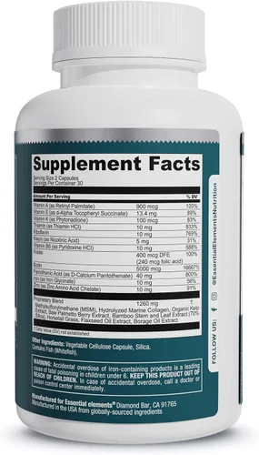 Miniatura 6 de Essential Elements Hair Hero - Vitaminas para el cabello para hombres - Soporte de amplio espectro con 5000 mcg de biotina - 60 unidades - 30