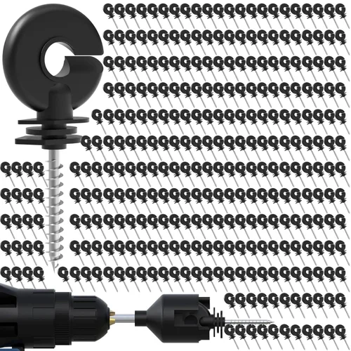 Miniatura 11 de NQN 30 Piezas Aisladores Negros para Cerca Eléctrica, Aislador de Rosca, Poste de Anillo para Cerca, Aislador para Poste de Madera y 1 Pieza