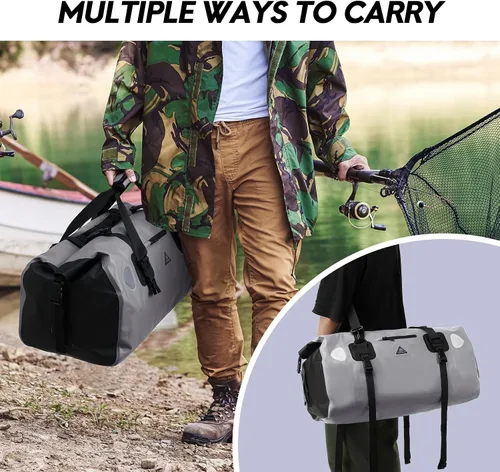 Miniatura 7 de Haimont Bolsa de lona impermeable con correas de fijación rápida para motociclismo, rafting, canotaje, SUP, kayak, viajes, 50L/70L