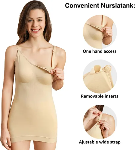 Miniatura 2 de iloveSIA 2Pack Seamless Nursing Cami Tank Top with Build-in Maternity Bra