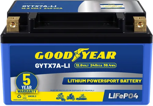 Miniatura 11 de Goodyear GYTX4L-LI LiFePO4 LiFePO4 12.8V 150CCA Batería recargable de alto rendimiento Powersport con reemplazo inteligente BMS para motocicleta