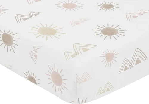 Miniatura 3 de Sweet Jojo Designs Boho Desert Sun Girl - Sábana bajera ajustable para cuna para bebé o niño pequeño, color rosa, malva, dorado, gris pardo