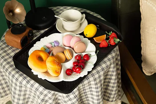 Miniatura 7 de Aebeky Bandeja de plástico para comida rápida, 16.7 x 11.8 pulgadas, juego de 12 (negro)