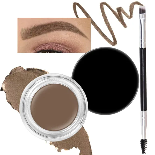 Miniatura 8 de evpct - Kit de maquillaje de pomada en gel en polvo para cejas color rubio con cepillo de doble punta, kit de plantillas para cejas para mujeres