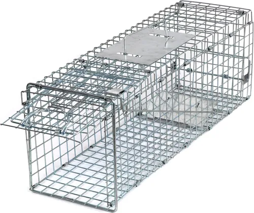 Miniatura 4 de JungleA Jaula de trampa para animales, jaula plegable de 24 pulgadas con 1 puerta de hierro, trampa humana para atrapar y liberar roedores