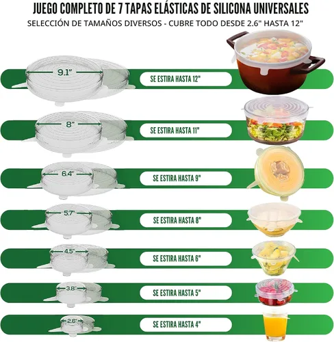 Miniatura 2 de Tapas elásticas reutilizables de silicona para almacenamiento de alimentos en refrigerador - Cubiertas elásticas resistentes al calor para tazones