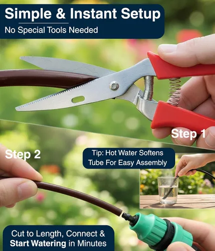 Miniatura 3 de DBR Tech® Tubo de riego por goteo de 1/4, 100 pies, manguera flexible de riego por goteo de plástico PVC para jardinería, nebulización, hidroponía