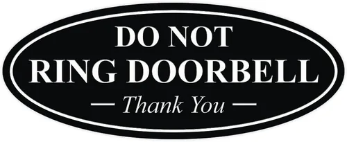 All Quality Cartel de agradecimiento ovalado con texto en inglés «Do not Ring DOORBELL», color negro, pequeño, 1 paquete