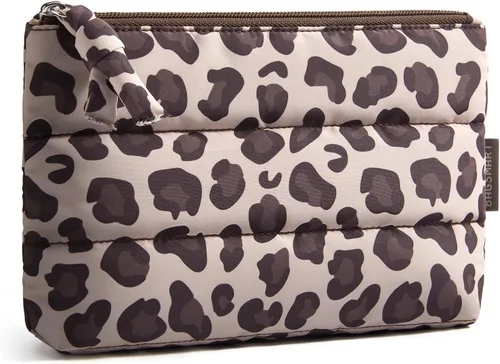 Miniatura 22 de BAGSMART Pequeña bolsa de maquillaje, neceser portátil esponjoso con cierre de cremallera con encanto, organizador de viaje resistente al agua