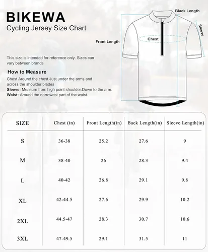 Miniatura 7 de Bikewa Maillot de ciclismo para hombre que absorbe la humedad, manga corta, UPF media cremallera, ciclismo, ciclismo de carretera, camisas
