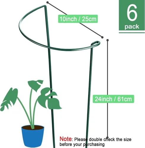 Miniatura 2 de HiGift Estacas de soporte para plantas, paquete de 6 jaulas y soportes de peonía de metal, jaula de soporte para plantas de jardín, anillo
