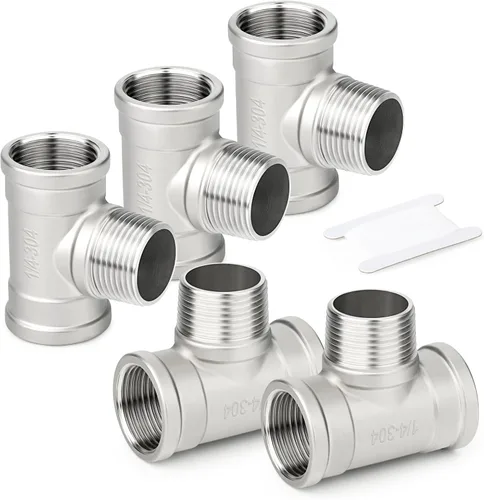 Miniatura 37 de TAISHER 2 piezas de accesorios de tubo en T de acero inoxidable 304, accesorios de tubo hembra NPT de 1-1/2" x 1-1/2" x 1-1/2