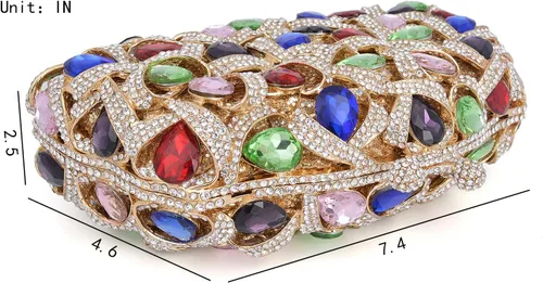 Miniatura 4 de MOSSMON Bolso de noche de lujo con diamantes de imitación de cristal
