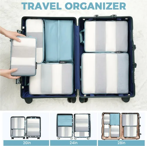 Miniatura 54 de BAGAIL 4 Set/6 Set Ultraligero Compresión Embalaje Cubos Organizador de Embalaje para Accesorios de Viaje Equipaje Maleta Mochila