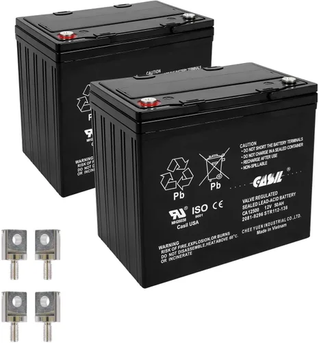 Miniatura 7 de Casil Batería AGM SLA de 12V 33Ah – Paquete de 2 – Compatible con Pride Mobility Jazzy Select, Jazzy 1103 Ultra, Select Elite y sillas de ruedas
