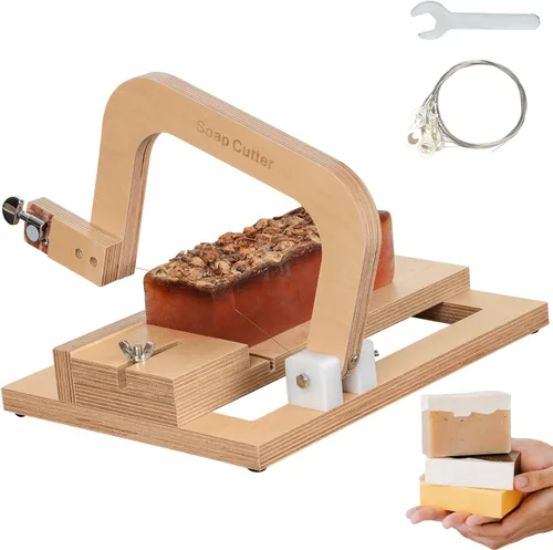 Cortador de jabón de alambre de madera, cortador de jabón de alambre ajustable, herramienta de corte para velas de jabón hechas a mano para recortar