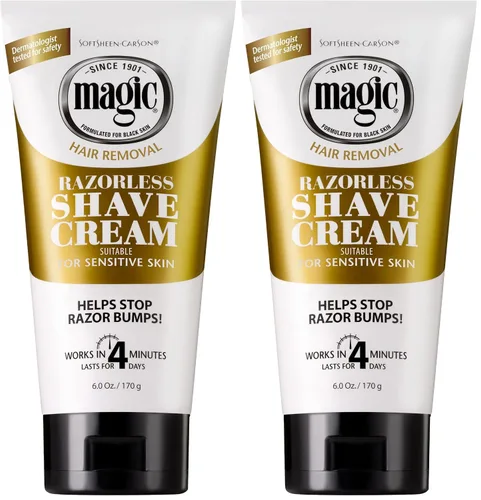 Miniatura 13 de SoftSheen-Carson Magic Crema de Afeitado sin Maquinilla, Crema de Depilación para Cabello, Funciona en 4 Minutos para Cabello Grueso y Rizado, 6 Oz