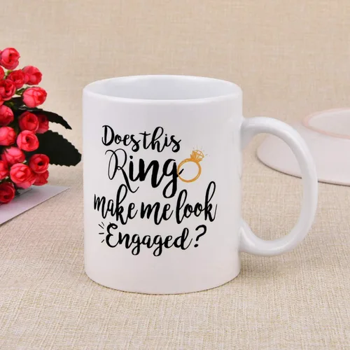 Miniatura 4 de Maustic Divertida taza de café con texto en inglés «Does This Ring Make Me Look Engaged», taza de café divertida para hombres y mujeres, cumpleaños