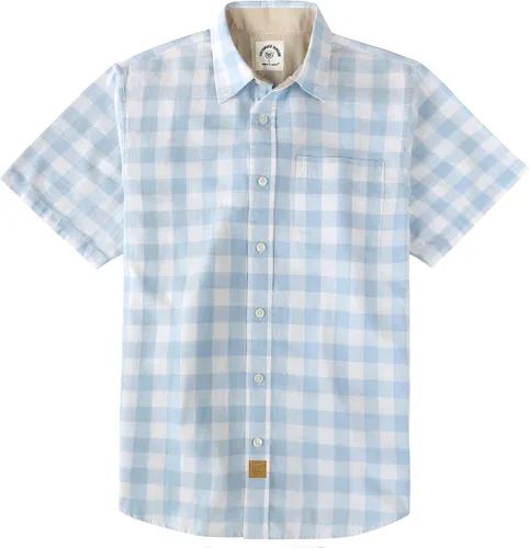 Miniatura 27 de Dubinik® Camisas de manga corta con botones para hombre, 100% algodón, a cuadros, camisas casuales con bolsillo