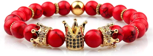 Miniatura 4 de Gvusmil - Brazalete de cuentas con corona imperial lujosa de rey y su reina para parejas, dije de regalo de joyería de Navidad para hombre y mujer