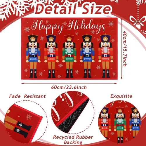 Miniatura 3 de Minatee Tapete Cascanueces Tapete de Puerta Felices Fiestas Tapete Lavable Antideslizante Alfombras de Piso Tapete de Piso Soldado de Navidad