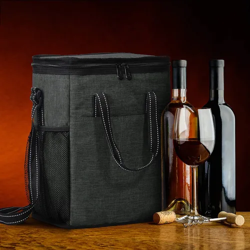 Miniatura 6 de Tirrinia - Bolsa térmica para regalo de vino para 6 botellas, aislada y acolchada con asa y correa de hombro ajustable para viajes o picnic, regalo