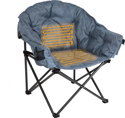 MacSports Silla de salón plegable con cojín térmico para patio, club, camping, picnic, actividades al aire libre | Silla sin batería incluida, color
