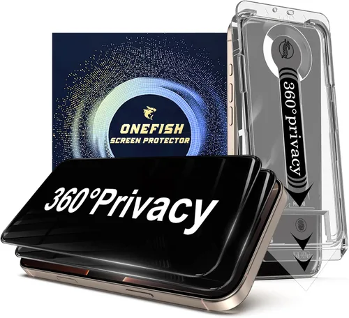 Miniatura 8 de OneFish Protector de pantalla para iPhone 13 Pro Max / 14 Plus de privacidad, vidrio templado antiespía de 4 vías de 360°, dureza 9H, bordes