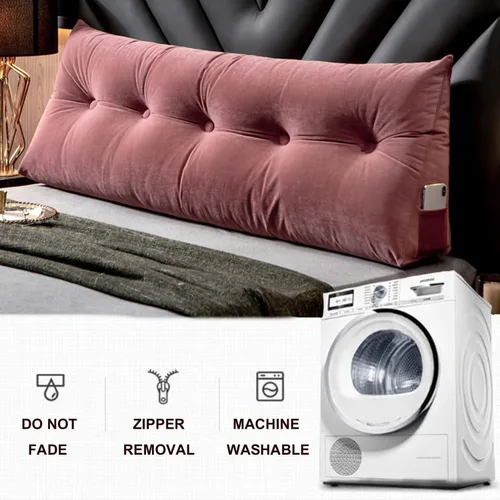 Miniatura 6 de Almohada triangular de cuña para cabecero, cojín de tamaño Queen, almohada de lectura para reposo prolongado, respaldo para sofá cama, litera, Rosa