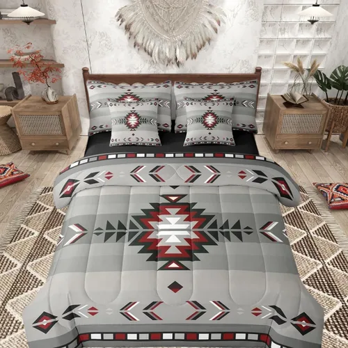 Miniatura 47 de Feelyou Juego de edredón geométrico del suroeste para niños y niñas, edredón nativo del suroeste, tamaño individual, juego de ropa de cama